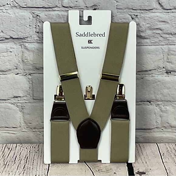 Saddlebred Suspenders Men's One Size Clip Closure Khaki Business Casual Preppy - Picture 1 of 4